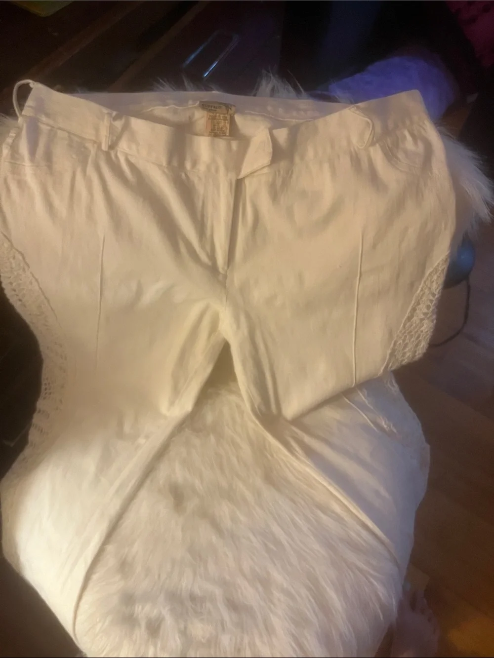 Buffalo David Bitton White Crochet Bootcut Pants White Semi Vintage